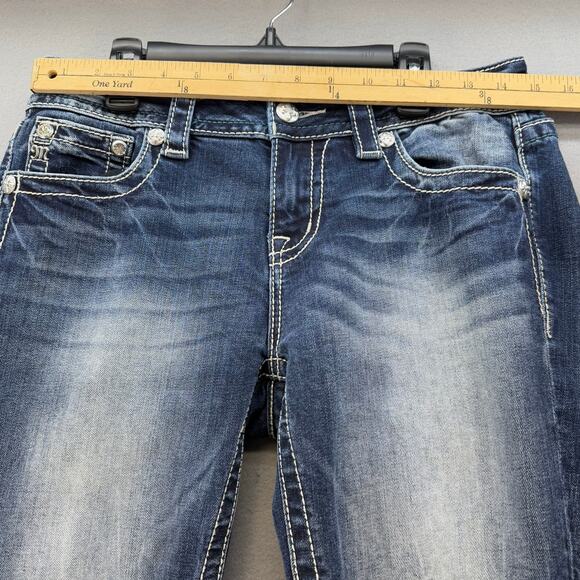 Miss Me Jeans Women's 28x35 (8) Dark Blue Standard Boot Fleur de Lis Western - Picture 11 of 15